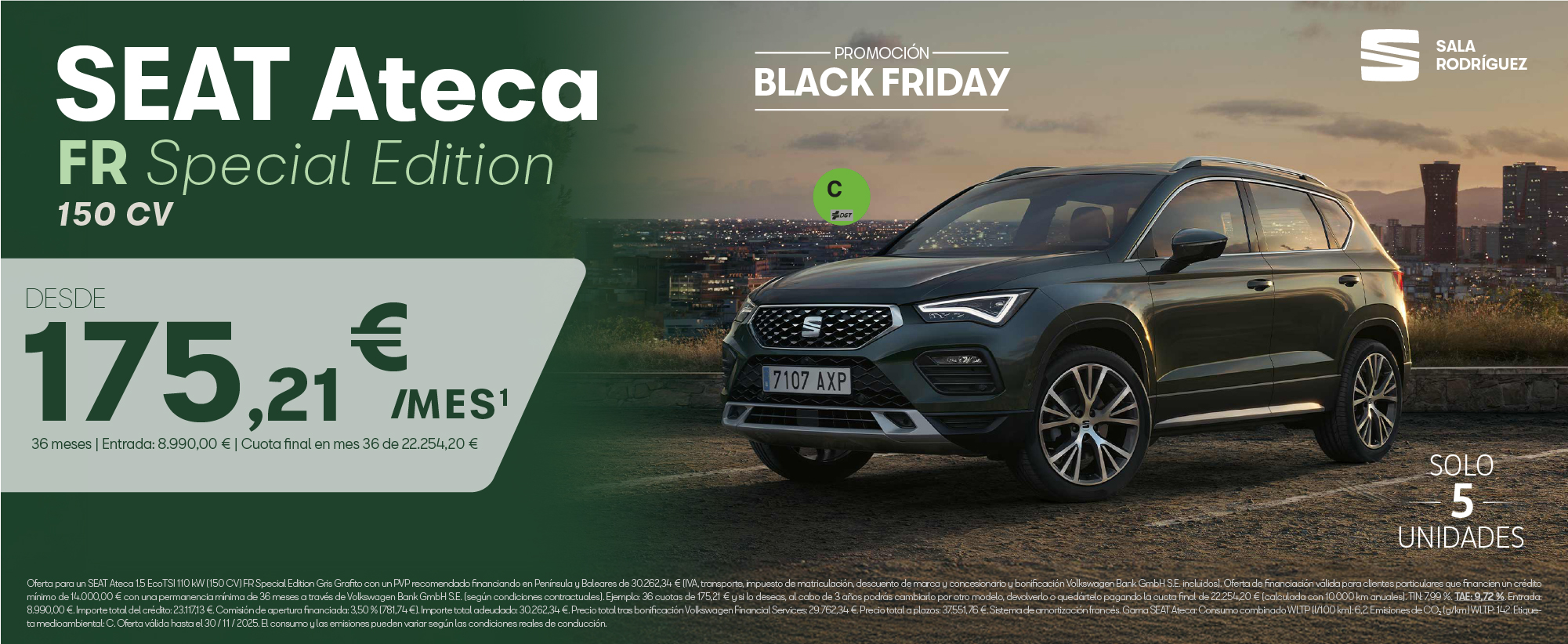 ¡Promoción Black Friday! SEAT Ateca FR desde 175€/mes*